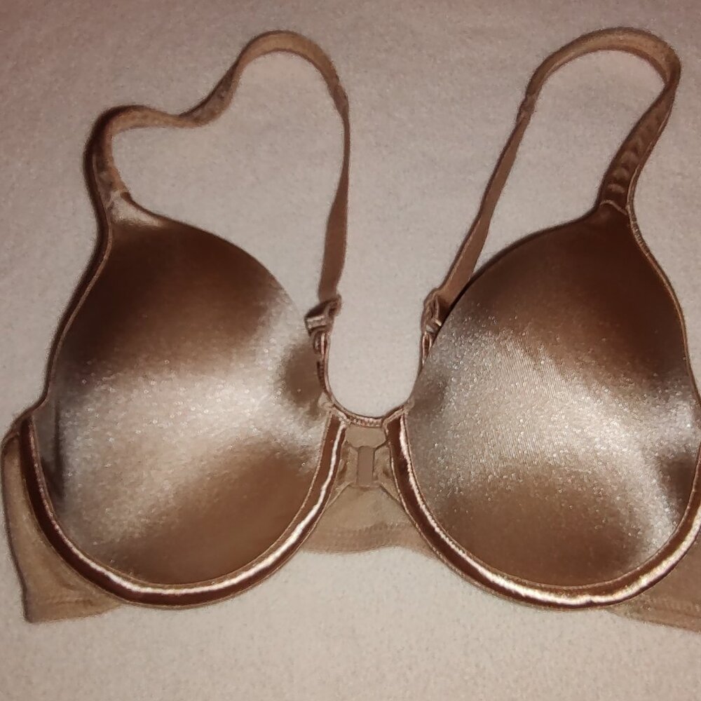 BALI STYLE #3486 FRONT CLOSE T-SHIRT BRA PADDED UNDERWIRE FULL COVERAGE NUDE 34C